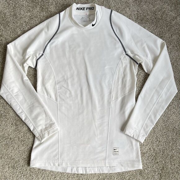 NIKE Pro HyperWarm Men's Long Sleeve Fleece Mock Neck Compression Shirt - Small - Picture 1 of 16
